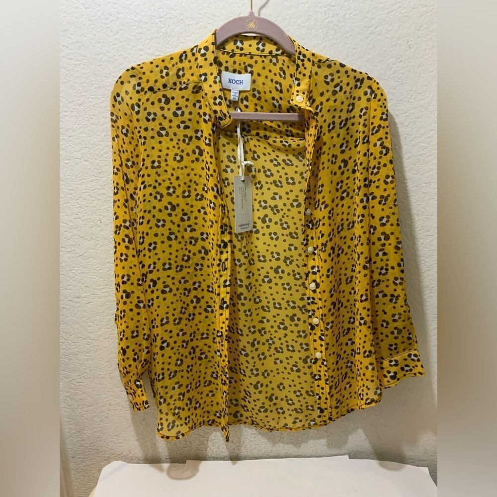 Koch Blouse Isabella top Size XS Animal Print long sleeve